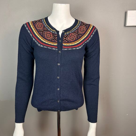 Lucky Brand Sweater Cardigan Xs Vtg Babydoll Cardigan Y2k Aztec Beaded Rainbow